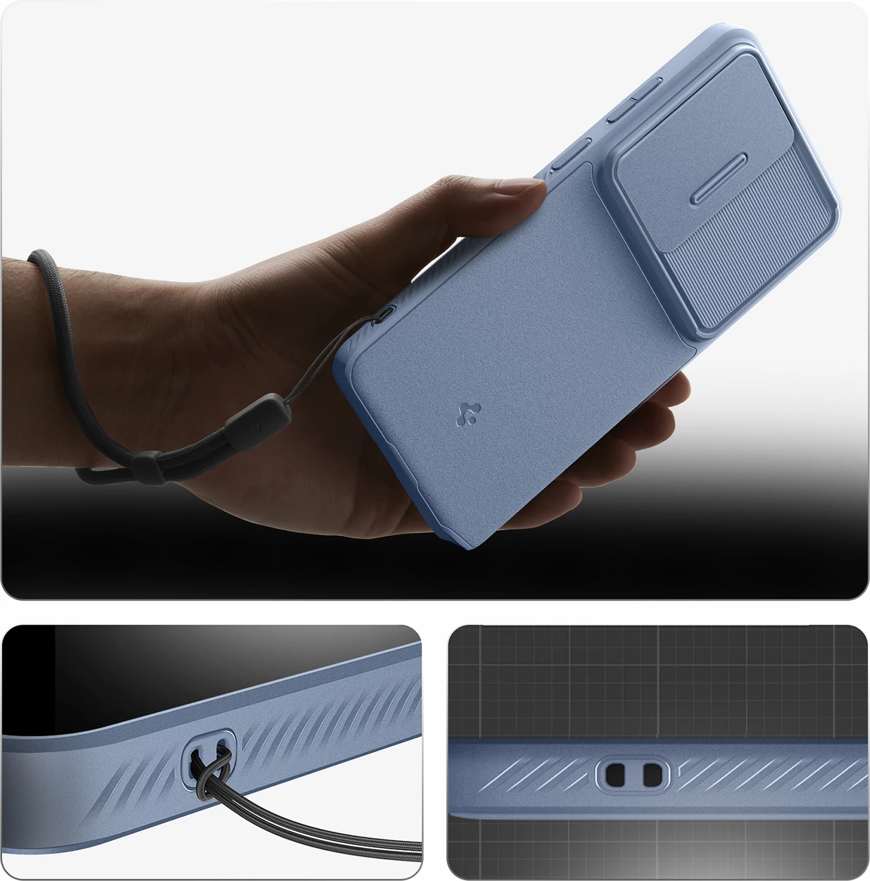 Mbështjellës Spigen Optik Armor për Samsung Galaxy S26 Ultra, me mbulesë rrëshqitëse për kamerë, Blu, 1 copë