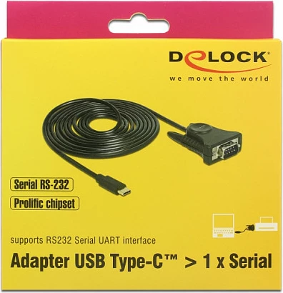 Adapter kabllo DeLOCK 62964 USB-C në RS-232 (DB9), 1.8 m, i zi