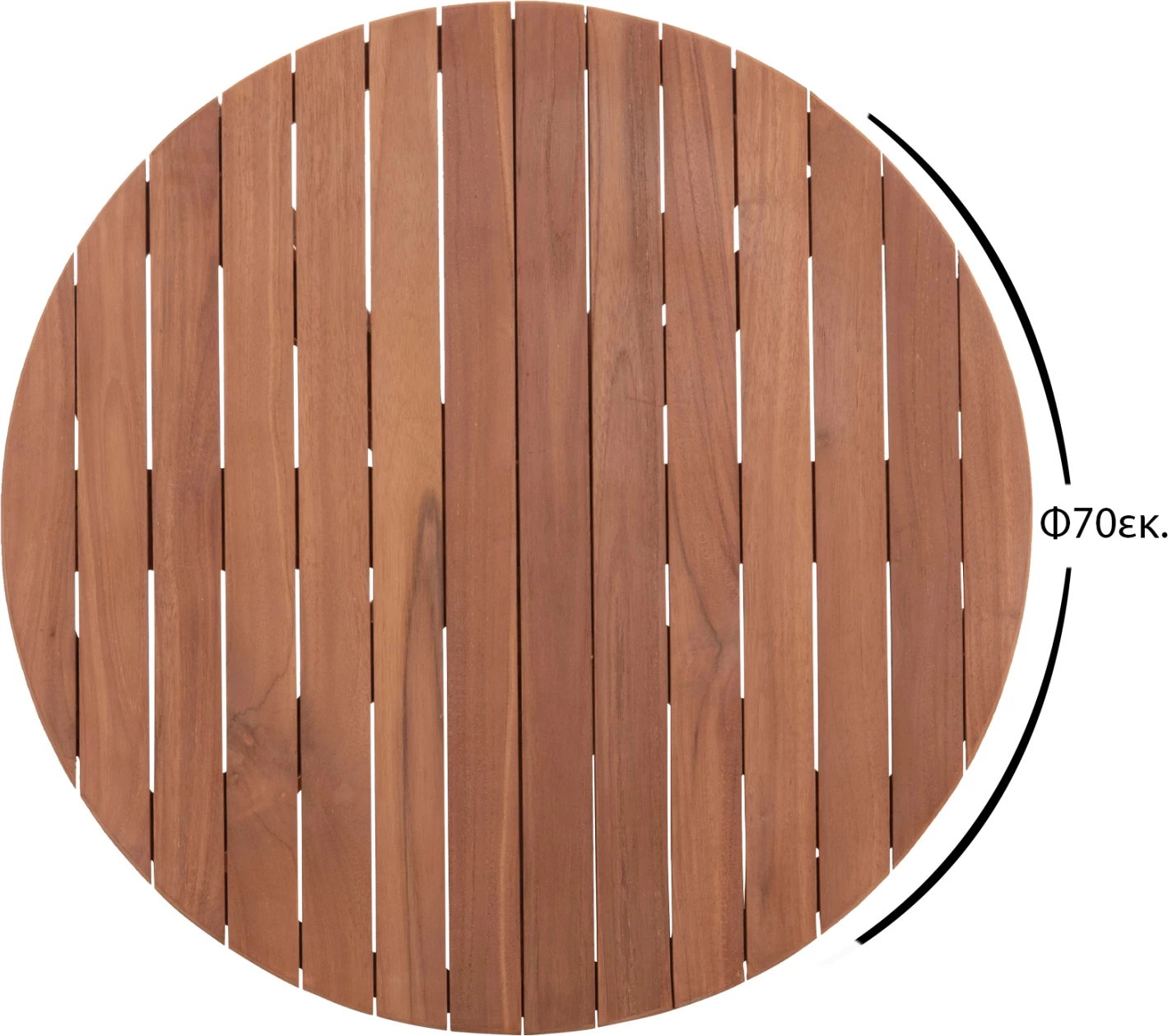 Sipërfaqe tavoline rrumbullake, dru tik natyral, Φ70x4cm