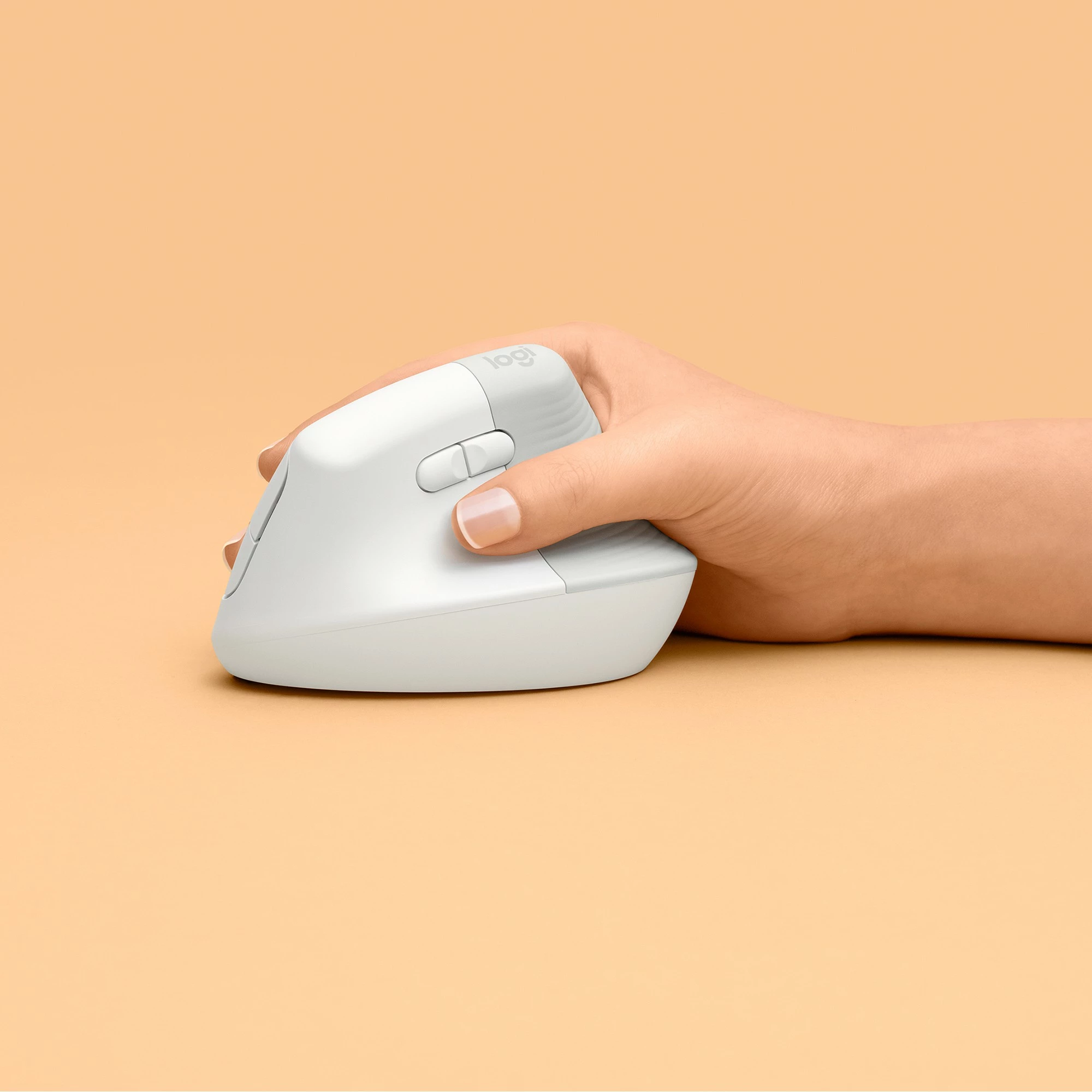 Maus Logitech Lift Vertikal Ergonomik wireless, off-white