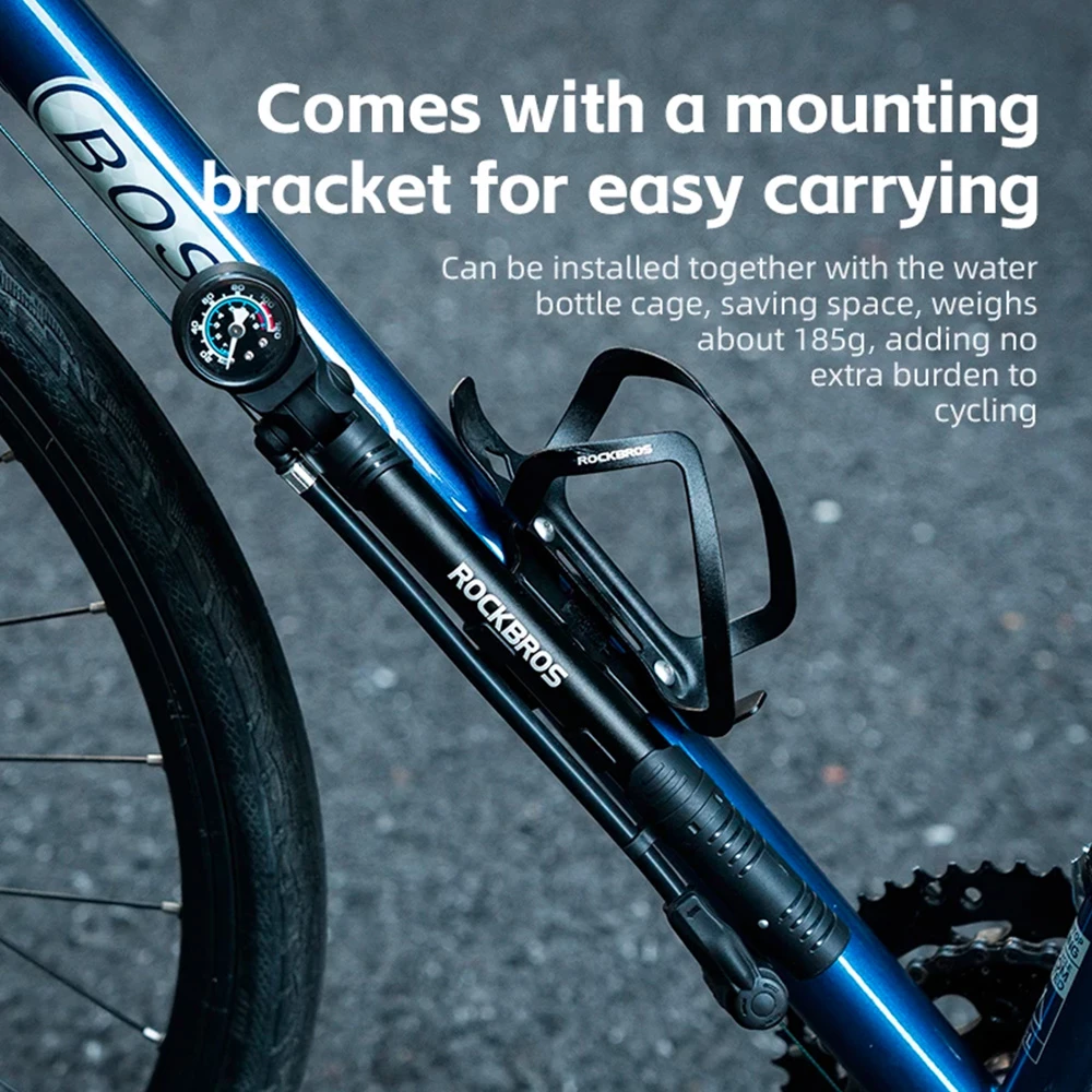 Pompë biçiklete Rockbros 42310006001 me manometër, e zezë