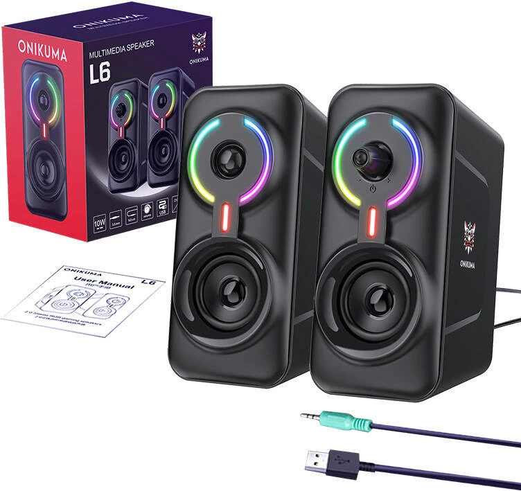 Altoparlantë ONIKUMA L6 gaming me Bluetooth 5.0, RGB, 10W, të zinj