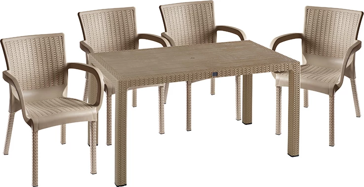 Tavolinë me karrige për terasë Explore-Festive set 5 copë PP cappuccino 150x90x73.5cm