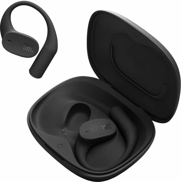 Kufje JBL Sense Lite open-ear pa tela, Bluetooth 5.4, 32 orë, IP54, 4 mikrofona, e zezë, set me kuti karikimi