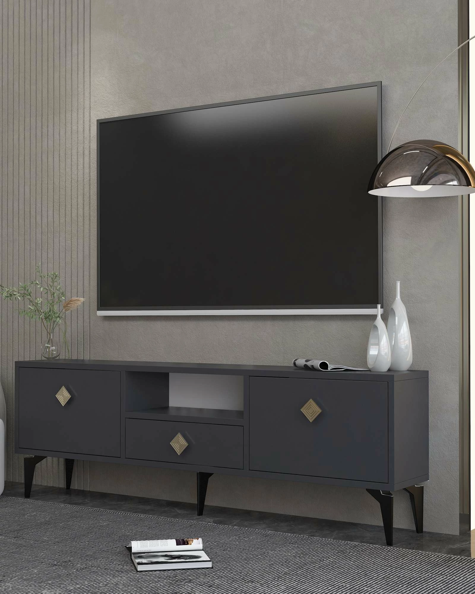 Komodë TV Skye Decor, anthracite, gold, 1304-DROP-1