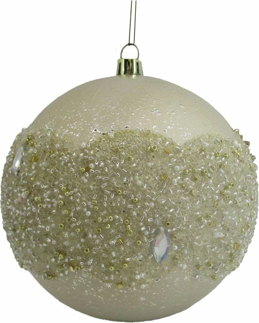 Topthë dekorativ për pemë të Vitit të Ri, plastikë, ngjyrë shampanjë, 12x12x12 cm