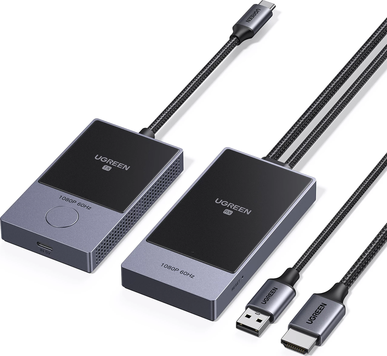 Transmetues HDMI pa tela Ugreen CM737, Full HD, i zi dhe argjendtë