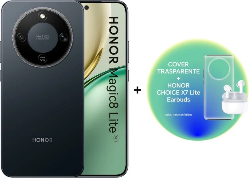 Celular Honor Magic 8 Lite 8GB 256GB 5G i zi + Kufje X7 Lite + Mbështjellës TPU
