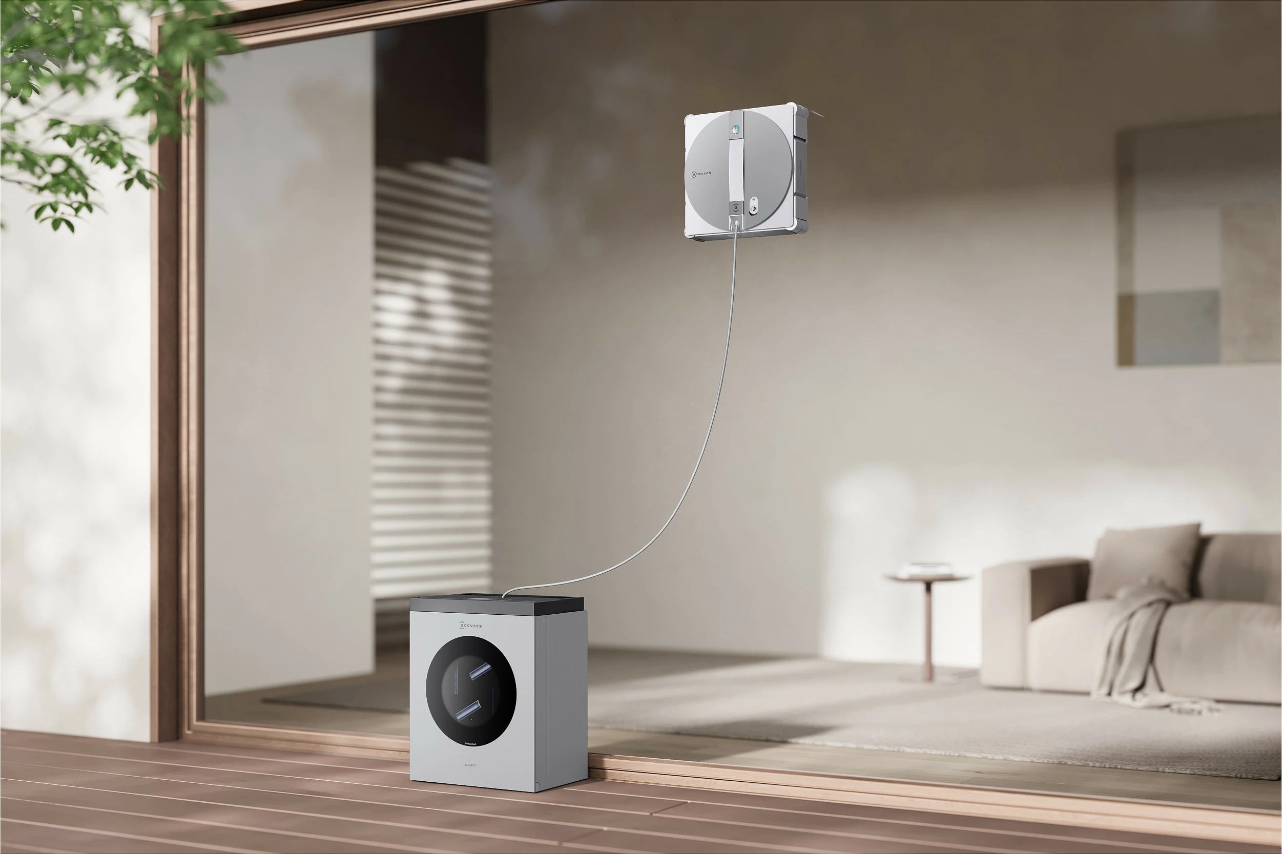 Robot pastrues dritaresh ECOVACS WINBOT W3 OMNI, 8000 Pa, 95 W, argjend/bardhë