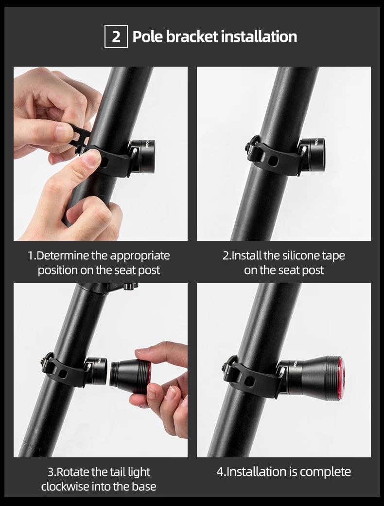 Dritë e pasme biçiklete Rockbros Q5 me sistem inteligjent ndalese, e zezë