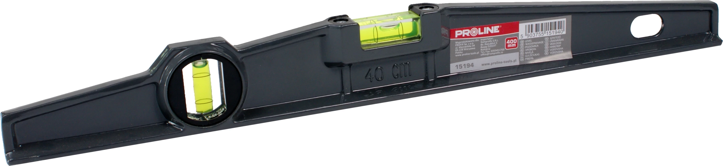 Nivel uji PROLINE 15194 400 mm, 2 libella