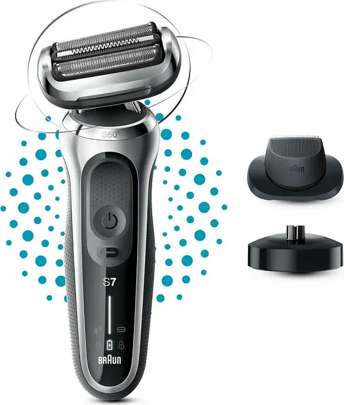 Makinë rroje Braun Series 7 71-S2000s, me bazë pastrimi/karikimi, Wet & Dry, e zezë