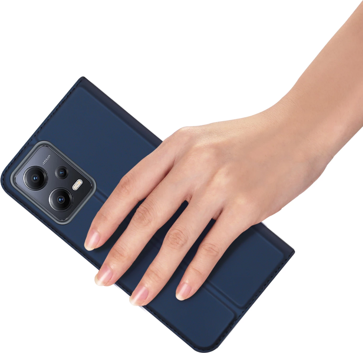 Mbështjellës Dux Ducis Skin Pro për Xiaomi Redmi Note 12 Pro+, me kapak, xhep për kartelë, funksion stand, kaltër