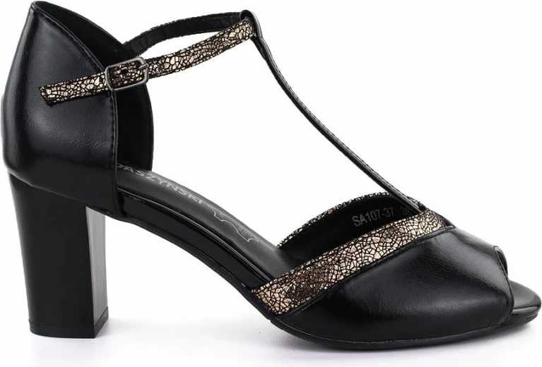 Këpucë me takë të trashë M. Daszyński SA107-37, të zeza