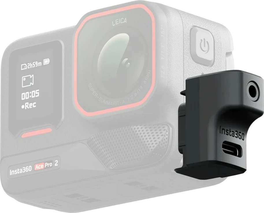 Adapter mikrofoni Insta360 Ace Pro 2, USB-C në 3.5mm, i zi