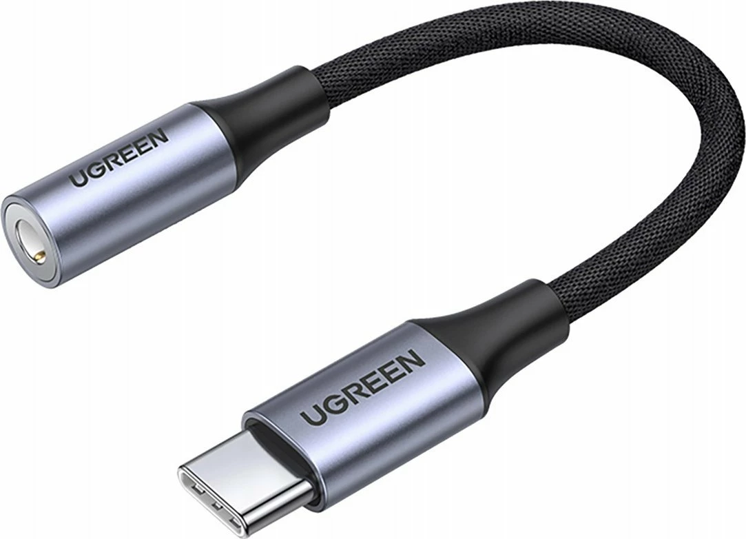 Adapter audio Ugreen AV161 (80154) USB-C në Jack 3.5mm, kabllo 10 cm, DAC, gri e errët