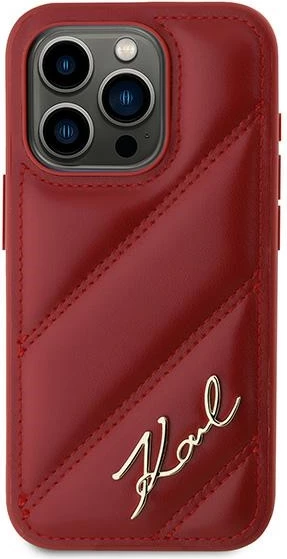 Mbështjellës Karl Lagerfeld Diagonal Quilted Script për iPhone 15 Pro, Kuq