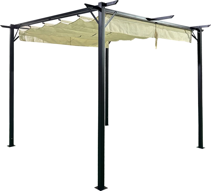 Gazebo kopshti me kornizë metalike antracit, mbulesë rrëshqitëse, 3x3m