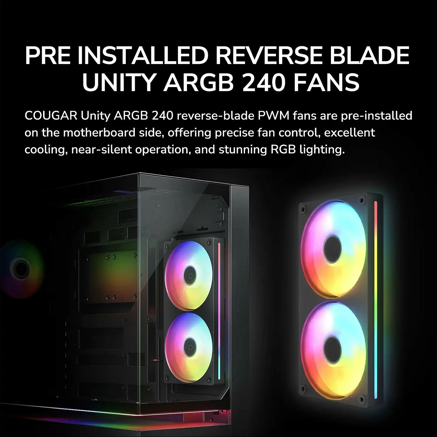 Kasë COUGAR CFV235 Midi Tower, ARGB, xham, ATX/micro ATX/Mini-ITX, e zezë