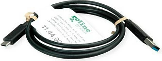 Kablë USB ROLINE GREEN 11.44.9010-20, USB-A në USB-C, 0.5 m, USB 3.2 Gen 1, 5 Gbit/s, paketë 20 copë, e zezë