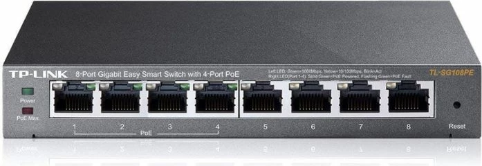 Switch TP-LINK TL-SG108PE, 8-Port Gigabit PoE Easy Smart Managed, 4x PoE 53W, i zi
