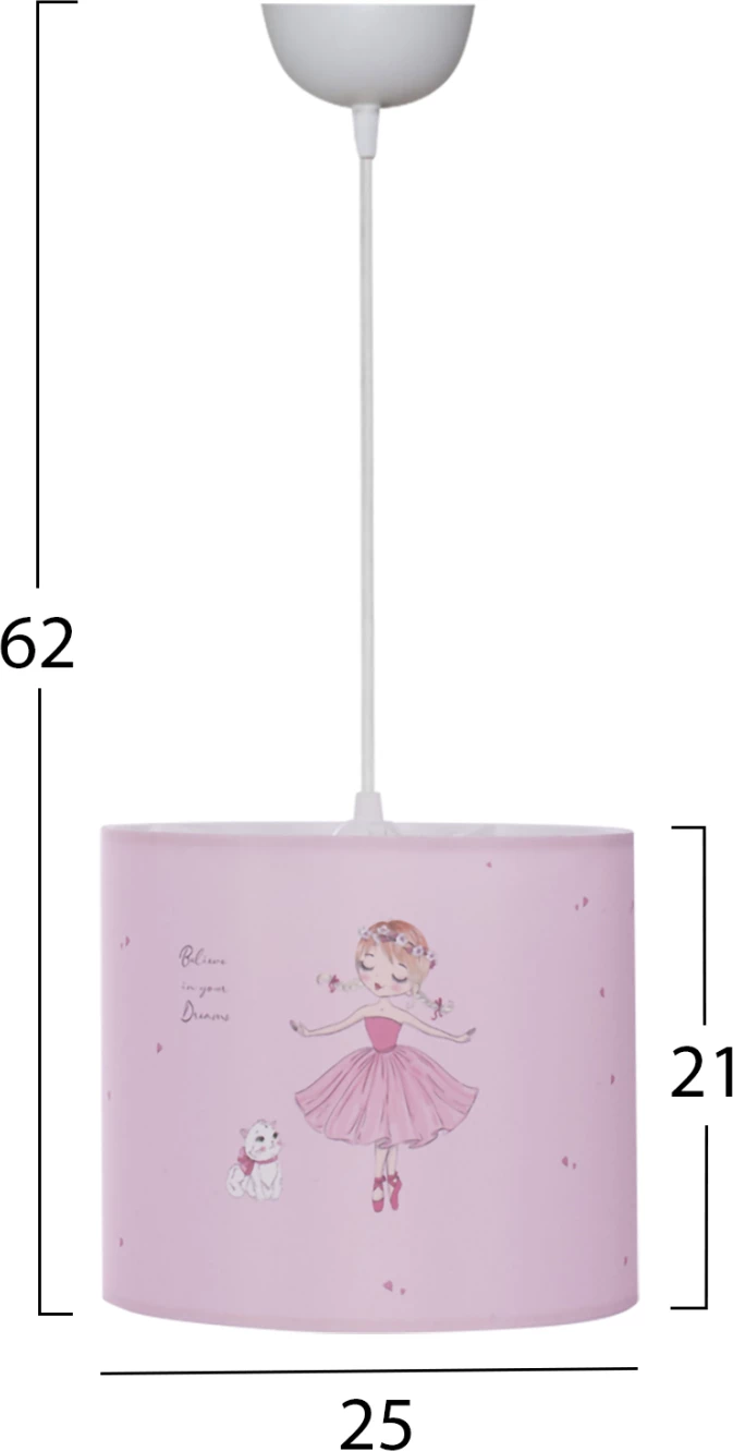 Llambë varëse për fëmijë, ngjyrë rozë, FH7575.02, Φ25x21-62H