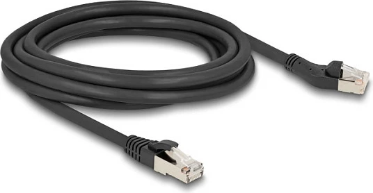 Kabllo rrjeti DeLOCK Cat8.1 RJ45, 3 m, S/FTP, 40 Gbps, konektor 45° i anuar majtas, e zezë
