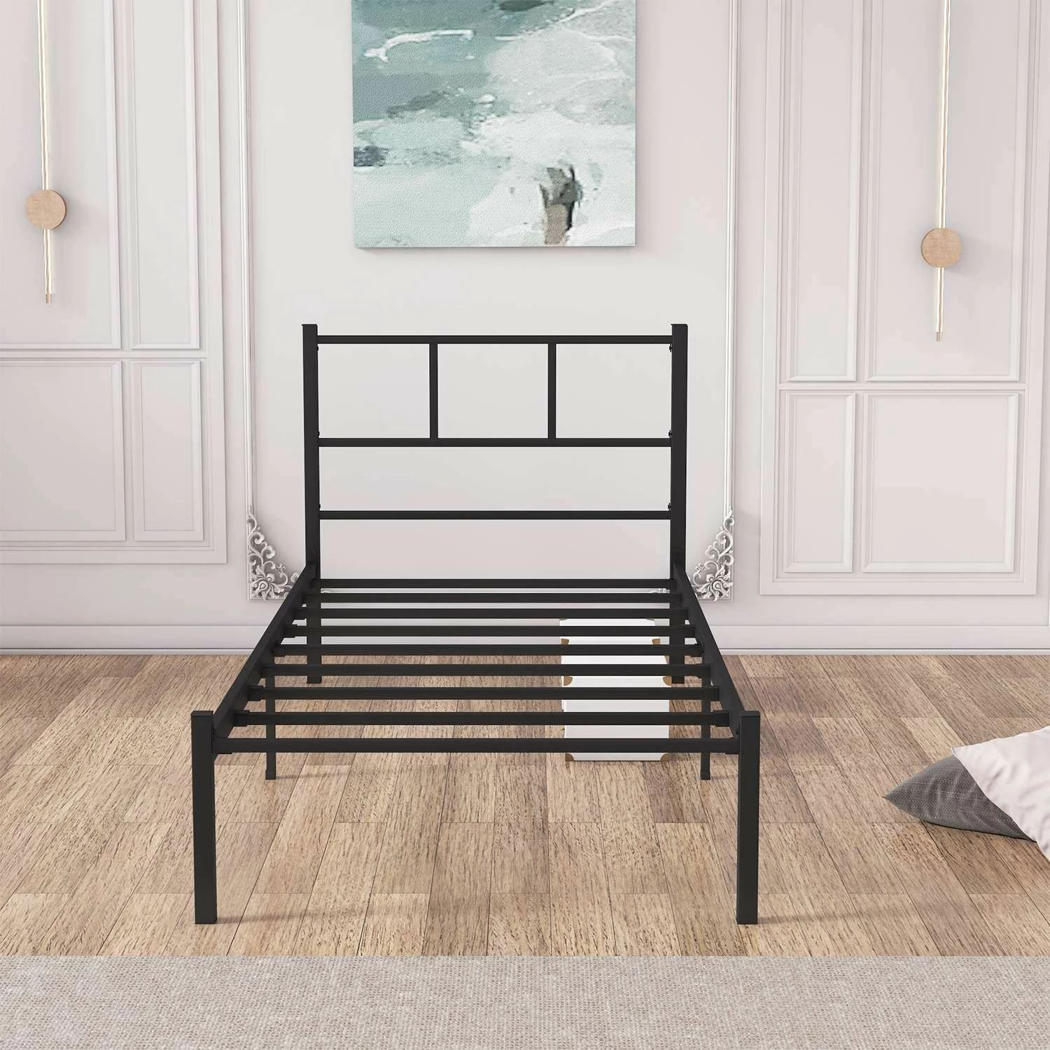 Krevat njësh Skye Decor, i zi, 90x200