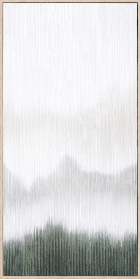 Pikturë dekorative Lost in Nature, kanavacë, ngjyrë e bardhë, e gjelbër, natyrale, 45x90x5 cm