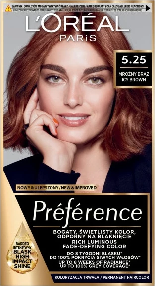 Ngjyrë për flokë për femra L'Oreal Paris Préférence 5.25 Icy Brown, 1 copë