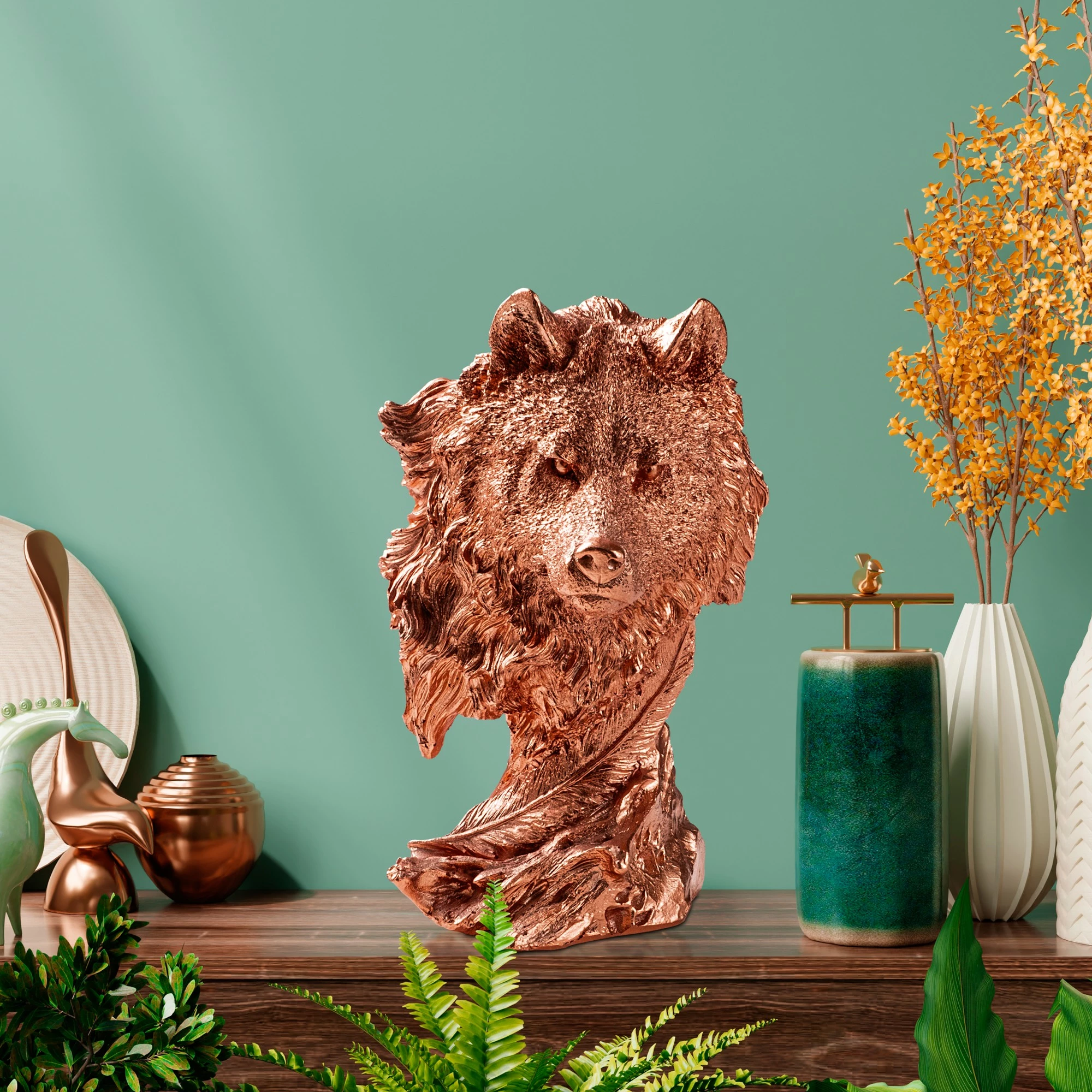 Objekt dekorativ, formë ujku, ngjyrë bakri, Aberto Design