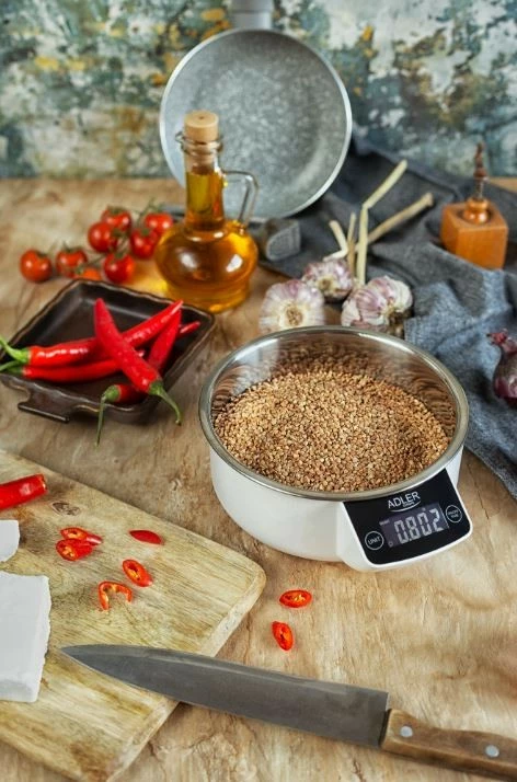 Peshore kuzhine Adler AD 3166 me tas çelik, 5 kg, Bardhë