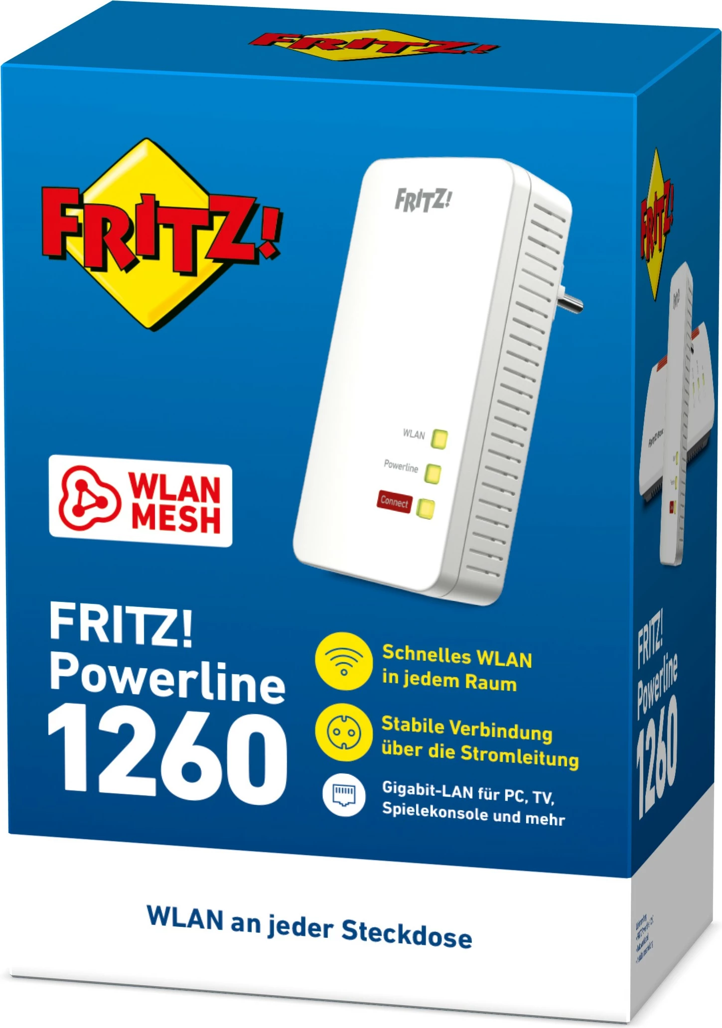 Adapter Powerline AVM FRITZ!Powerline 1260E, 1200 Mbit/s, Wi-Fi 5, Gigabit Ethernet, i bardhë