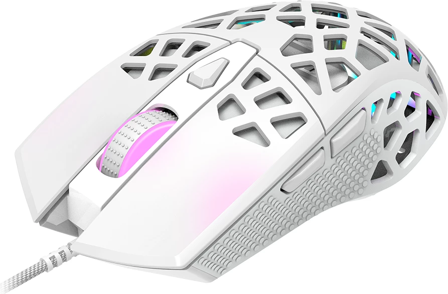 Maus gaming CANYON Puncher GM-20 12000 DPI, RGB, me kabllo, 7 butona, i bardhë