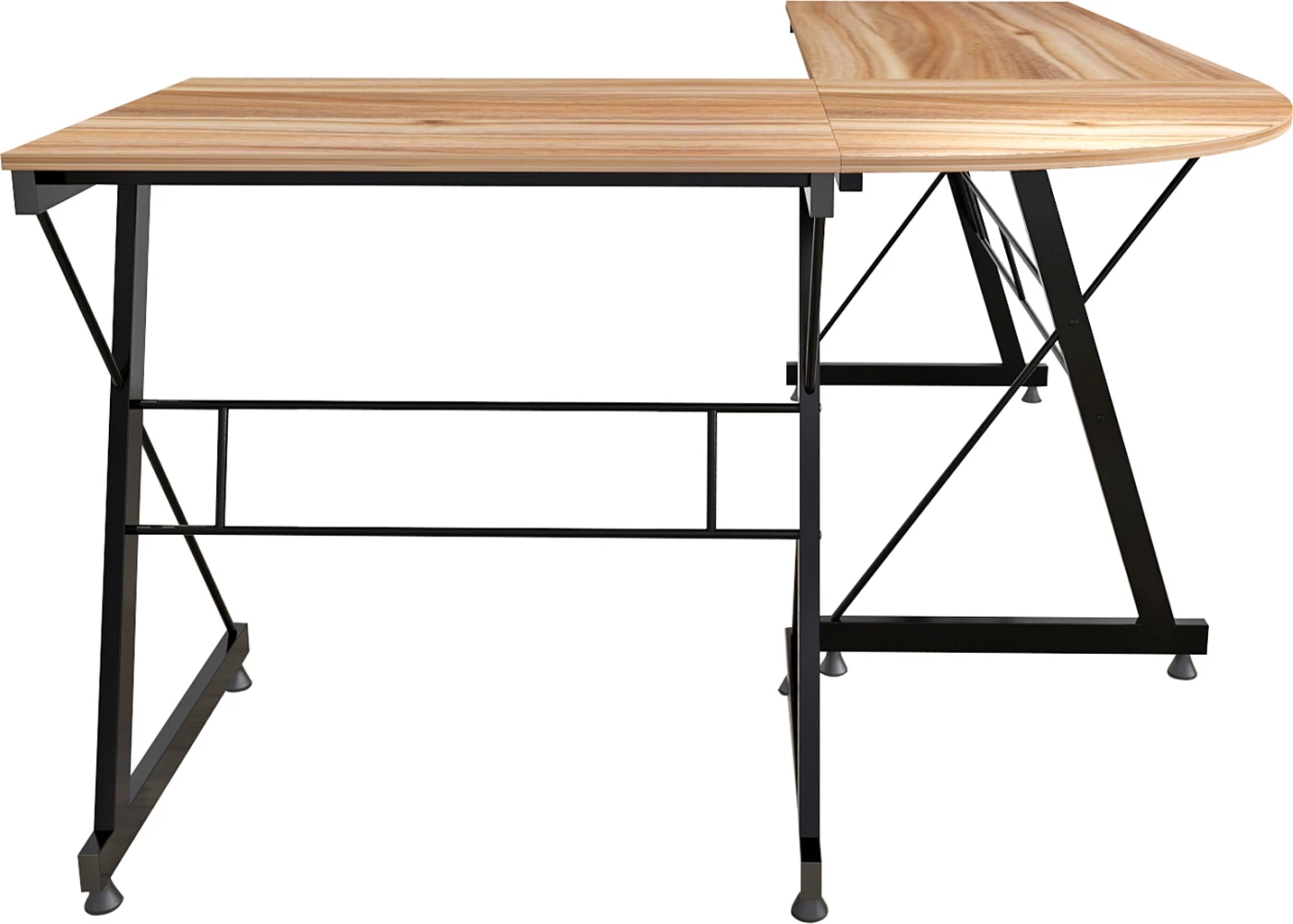 Tavolinë për zyre, qoshe, ngjyrë arre, me kornizë metalike, FH2127.02, 158Χ120Χ74 cm