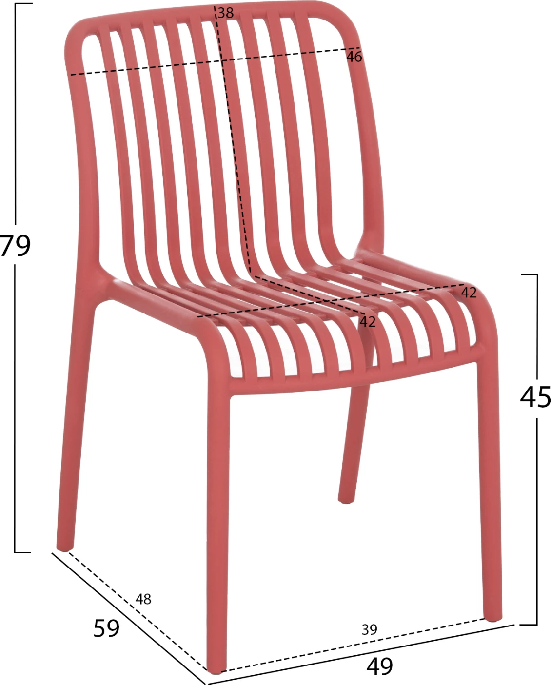 Karrige e jashtme CONVEE FH6104.05 polipropileni, ngjyrë e kuqe, 48x56x79H cm