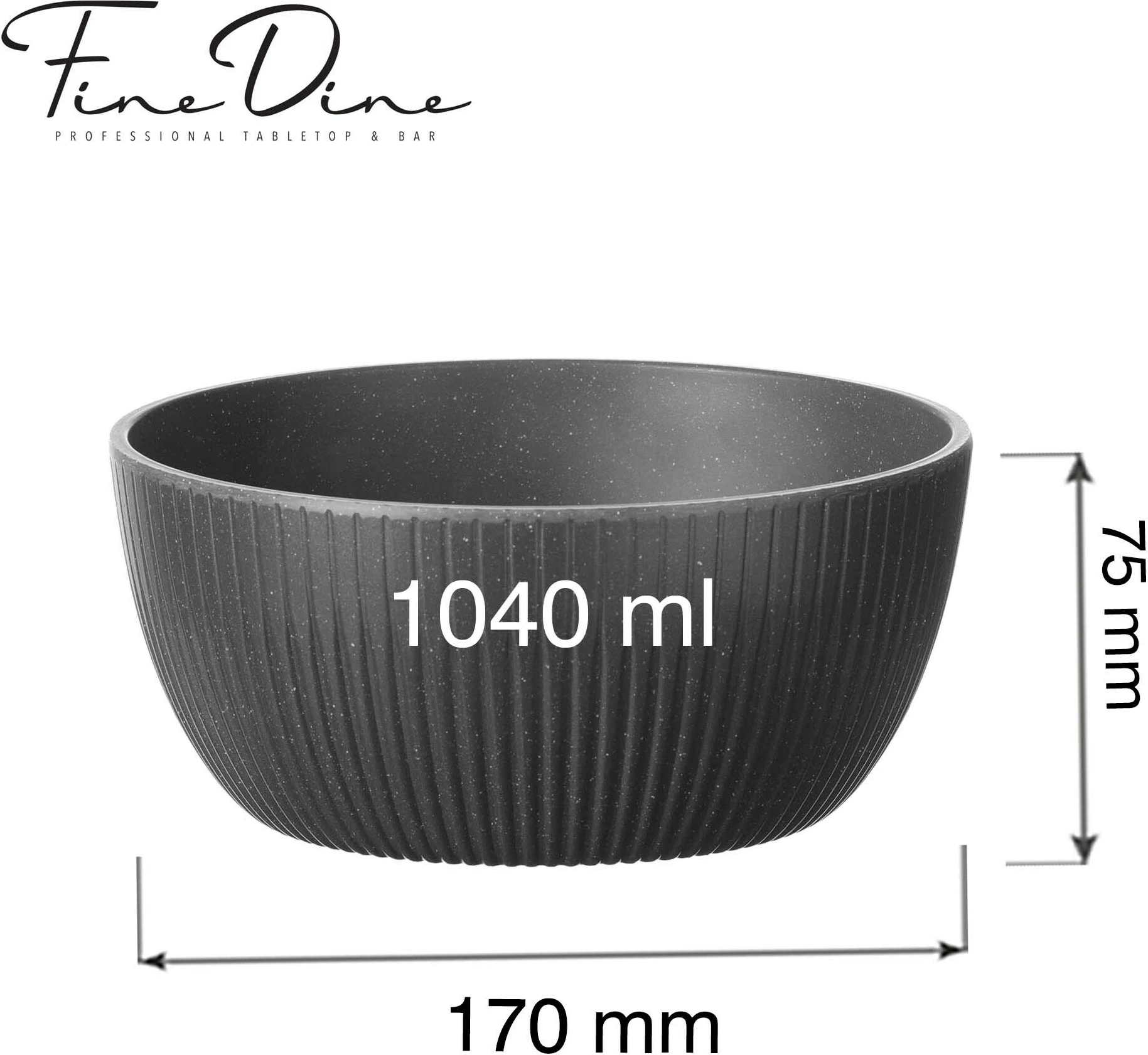 Tas bufeti rrumbullakët Fine Dine Belize 1040 ml 170x75 mm melaminë, zi