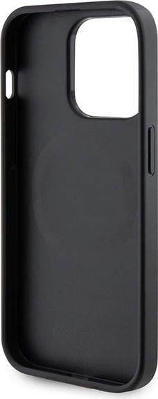 Mbështjellës Guess GUHMP15LPSAHMCK për iPhone 15 Pro 6.1", Saffiano MagSafe, zi