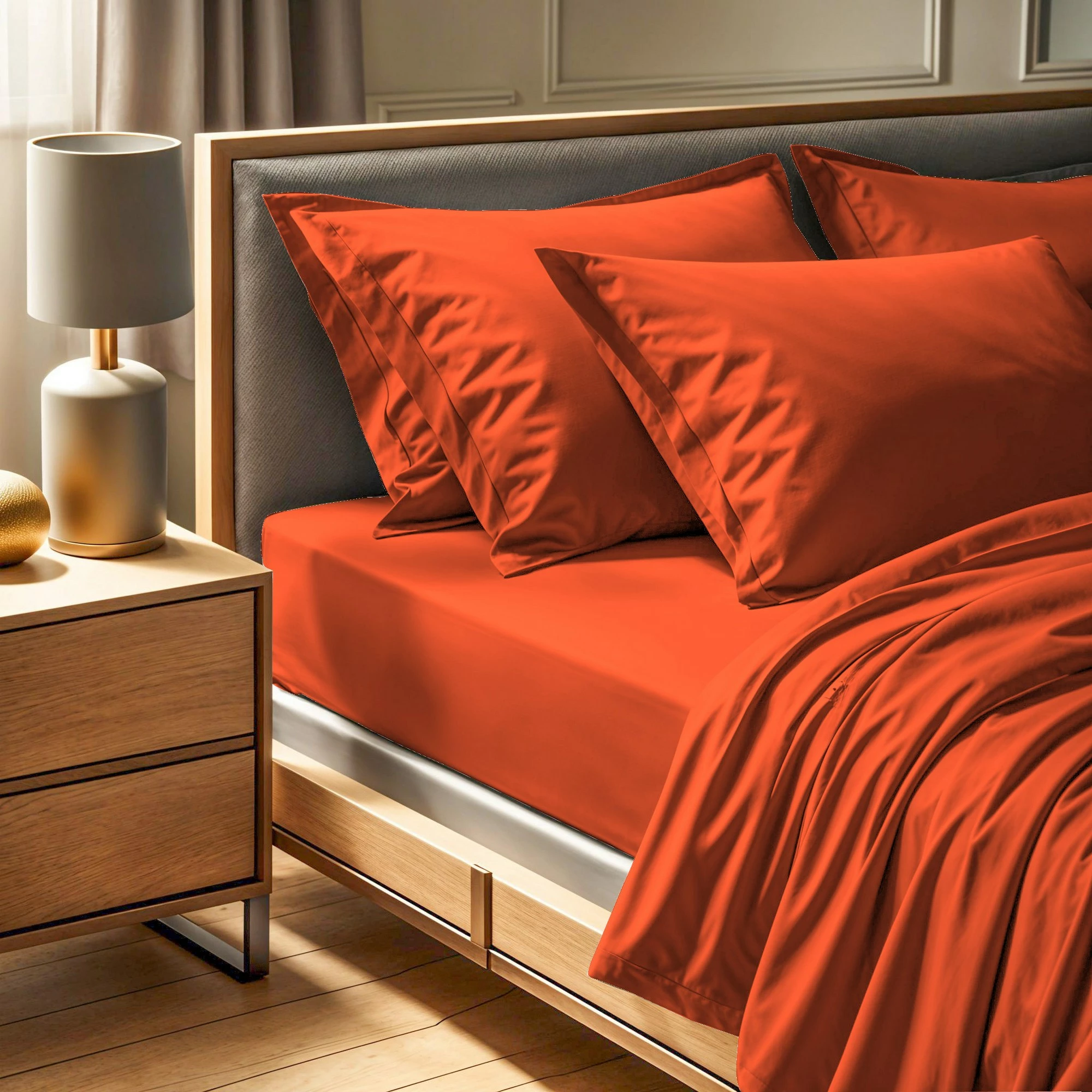 Çarçaf i vogël i shtrënguar, ranforce, ngjyrë kanellë, 90x190+30cm