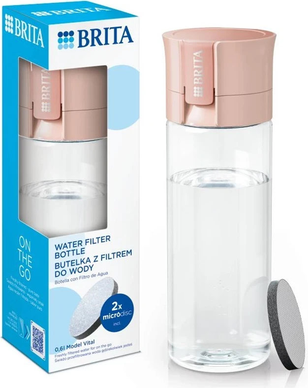 Shishe filtruese UJI Brita Vital, 600 ml, 2x filter, rozë