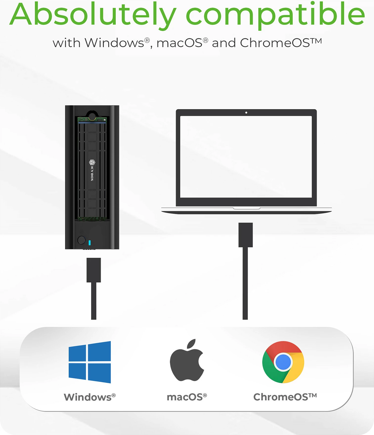 Enclosure për SSD ICY BOX IB-180MC-C31, M.2 NVMe/SATA, USB-C 10 Gbit/s, 2 TB, zi