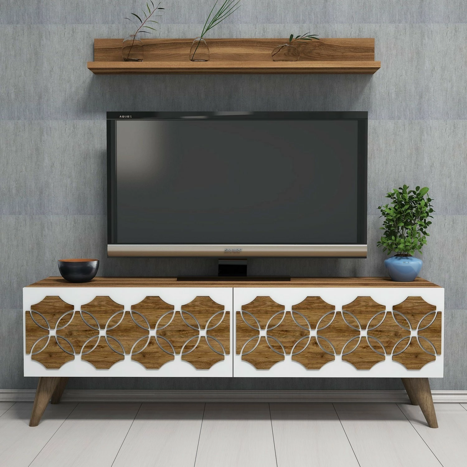 Konsolë TV Hanah Home, model Nisan, ngjyrë arre