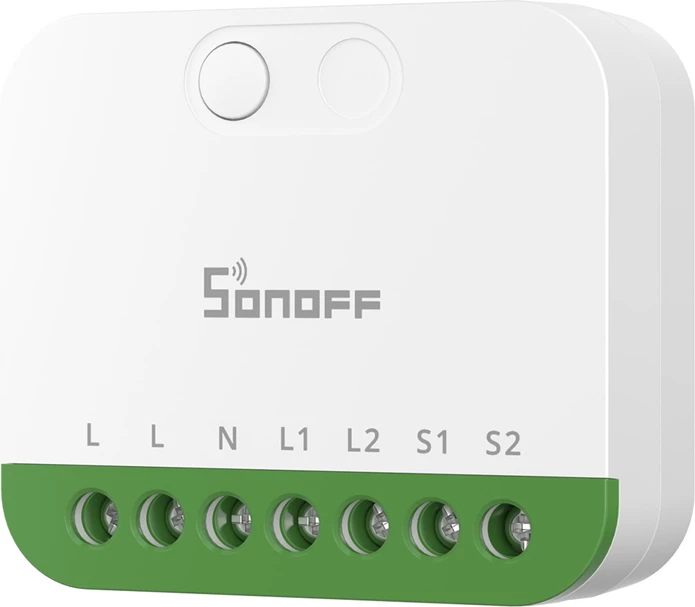 Switch smart dy-kanalësh Matter, Sonoff MINI-2GS, Wi‑Fi 2.4GHz, 2x10A 16A total, i bardhë