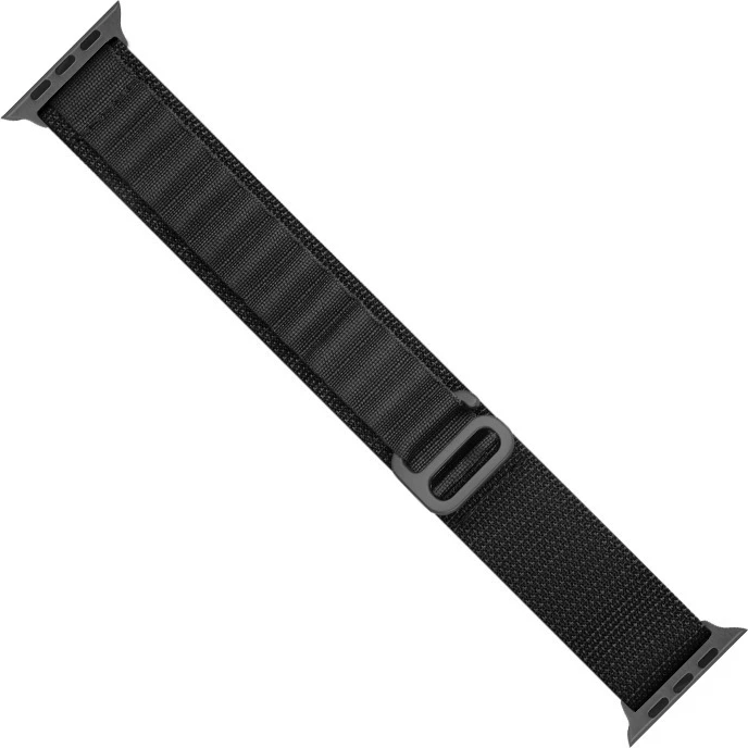 Rrip Alpine për Apple Watch Hurtel, plastikë, kapëse çeliku, 42/44/45/49 mm, zi