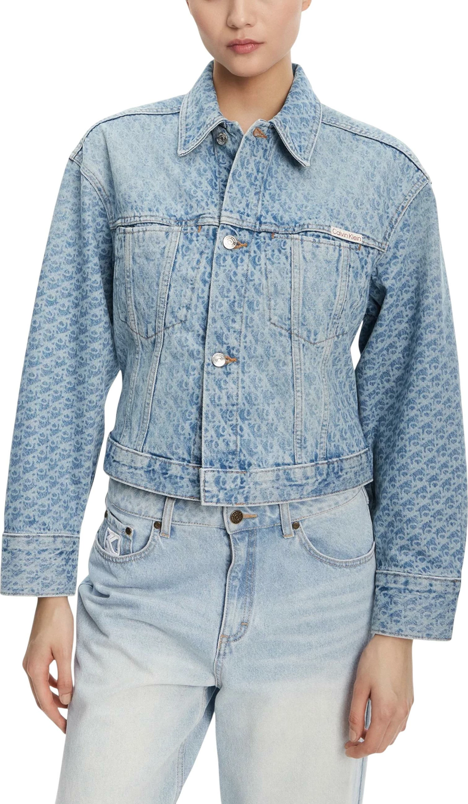 Jakne për femra Calvin Klein Jeans Cinched Trucker CK L LV047C782G, denim e çelët