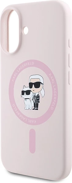 Mbështjellës Karl Lagerfeld Silicone KC Heads Ring MagSafe për iPhone 16, Rozë