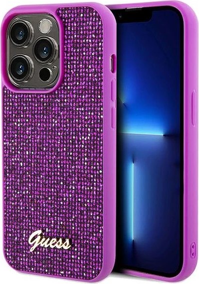 Mbështjellës Guess Disco Metal Script për iPhone 14 Pro, vjollcë