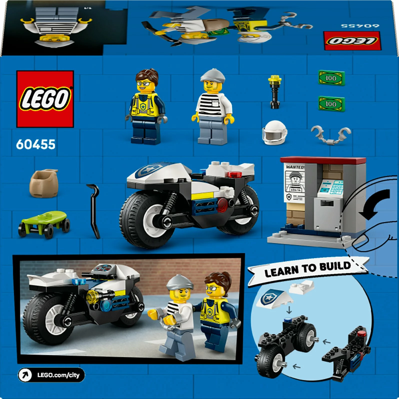 Set LEGO City Police Motorcycle Chase 60455, 65 copë, 4+ vjet