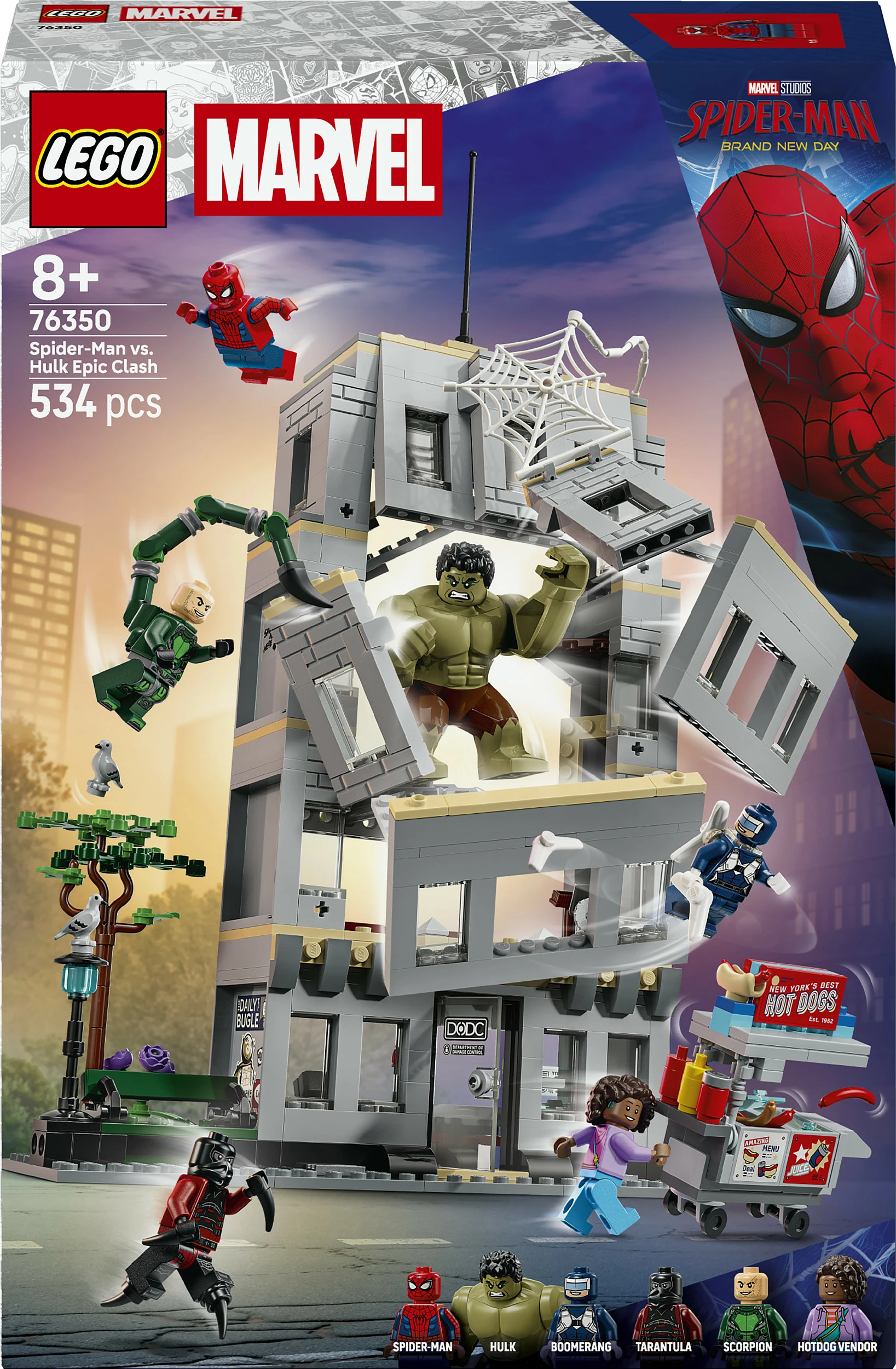 Set ndërtimi LEGO Marvel 76350 Spider-Man vs Hulk, 534 pjesë, multikolor