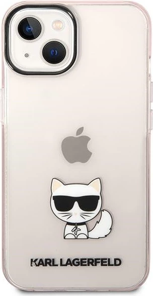 Mbështjellës Karl Lagerfeld Choupette Body për iPhone 14 Plus / 15 Plus, Transparent, Rozë